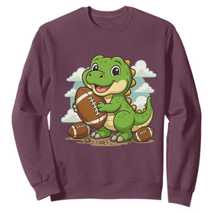 Cute Dinosaur Playing Football Sweatshirt Funny Kids Gift TS12 Maroon Print Your Wear