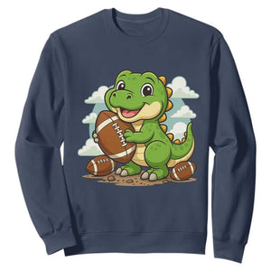 Cute Dinosaur Playing Football Sweatshirt Funny Kids Gift TS12 Navy Print Your Wear