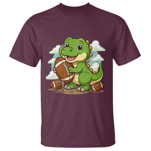 Cute Dinosaur Playing Football T Shirt Funny Kids Gift TS12 Maroon Print Your Wear