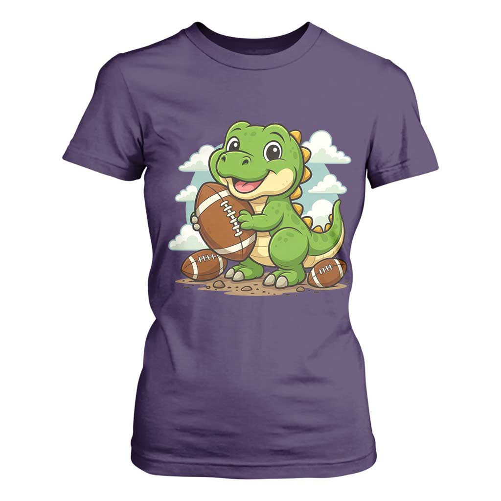 Cute Dinosaur Playing Football T Shirt For Women Funny Kids Gift TS12 Purple Print Your Wear