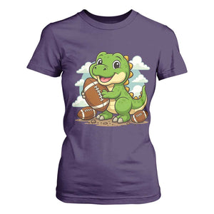 Cute Dinosaur Playing Football T Shirt For Women Funny Kids Gift TS12 Purple Print Your Wear