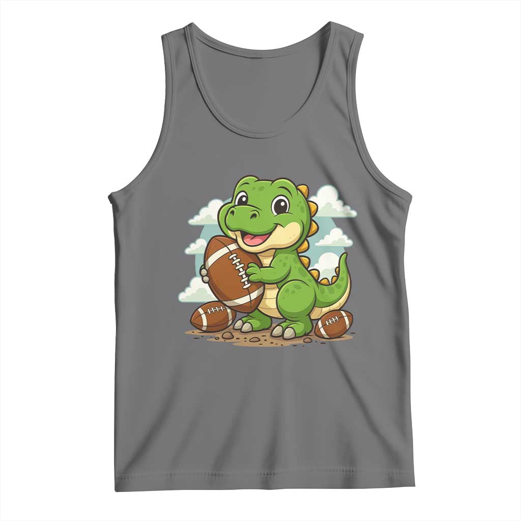 Cute Dinosaur Playing Football Tank Top Funny Kids Gift TS12 Black Heather Print Your Wear