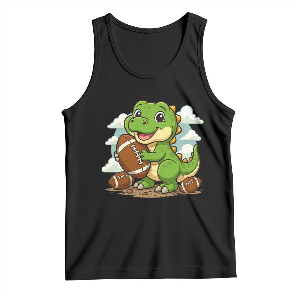 Cute Dinosaur Playing Football Tank Top Funny Kids Gift TS12 Black Print Your Wear