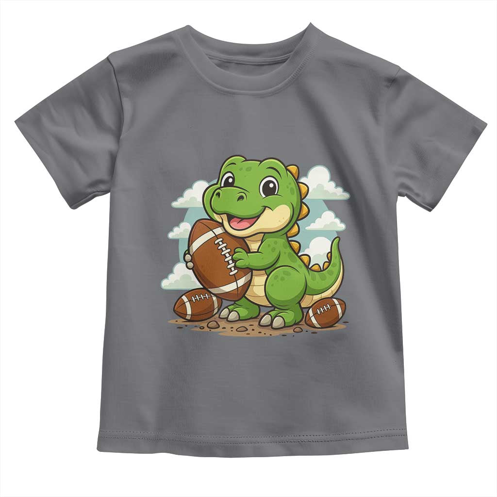 Cute Dinosaur Playing Football Toddler T Shirt Funny Kids Gift TS12 Charcoal Print Your Wear