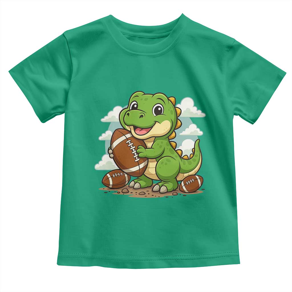 Cute Dinosaur Playing Football Toddler T Shirt Funny Kids Gift TS12 Irish Green Print Your Wear