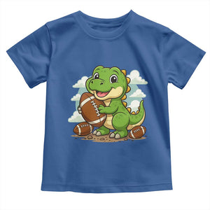 Cute Dinosaur Playing Football Toddler T Shirt Funny Kids Gift TS12 Royal Blue Print Your Wear