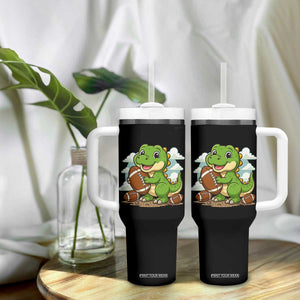 Cute Dinosaur Playing Football Tumbler With Handle Funny Kids Gift TS12 Print Your Wear