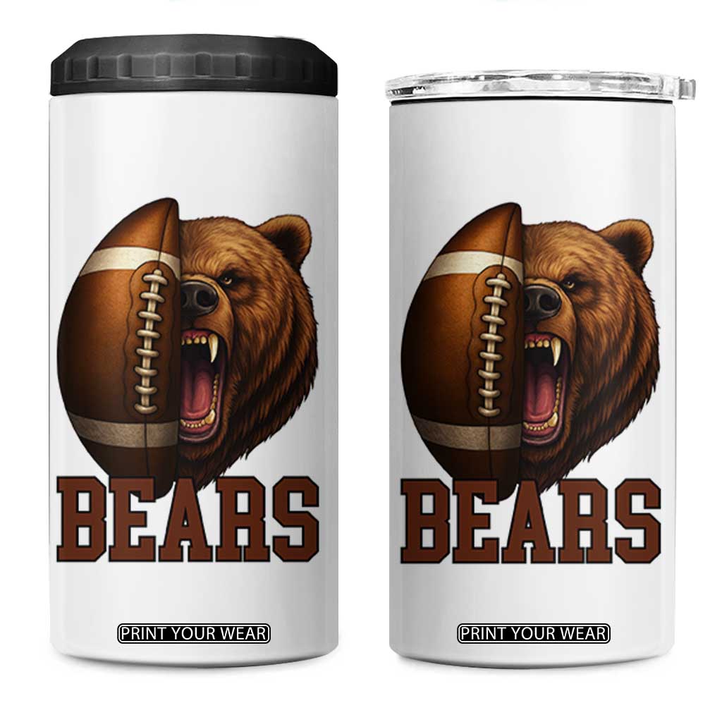 Fear The Bear Football 4 in 1 Can Cooler Tumbler Game Day Sports Fan Gift TS12 One Size: 16 oz White Print Your Wear
