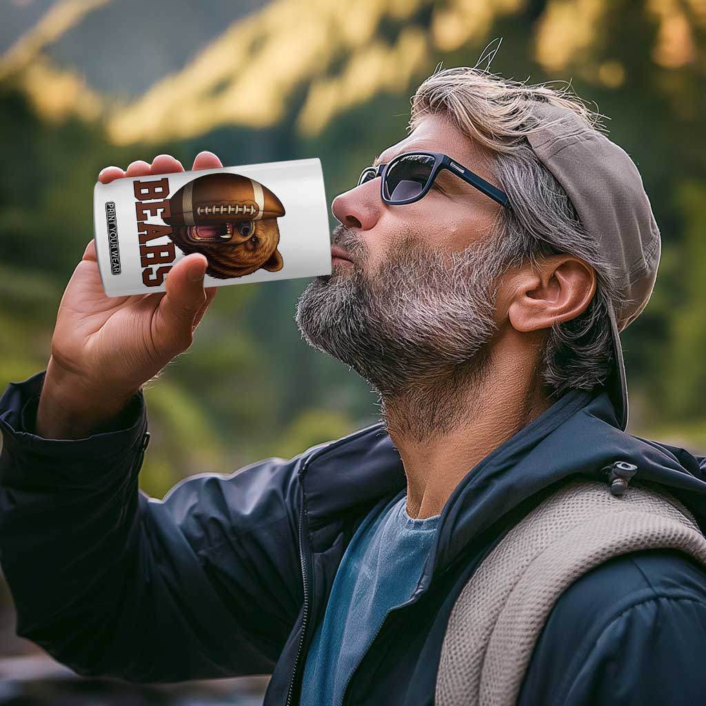 Fear The Bear Football 4 in 1 Can Cooler Tumbler Game Day Sports Fan Gift TS12 Print Your Wear