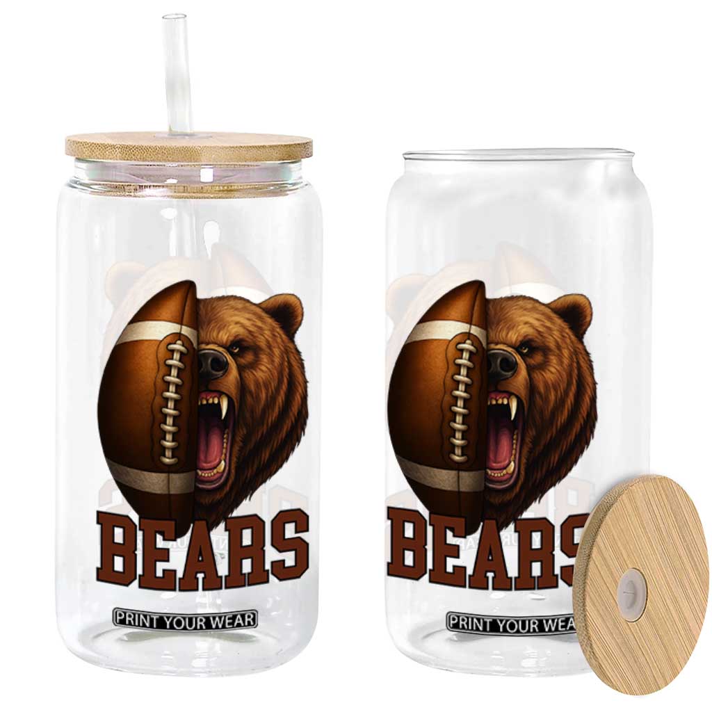 Fear The Bear Football Glass Can Game Day Sports Fan Gift TS12 Print Your Wear