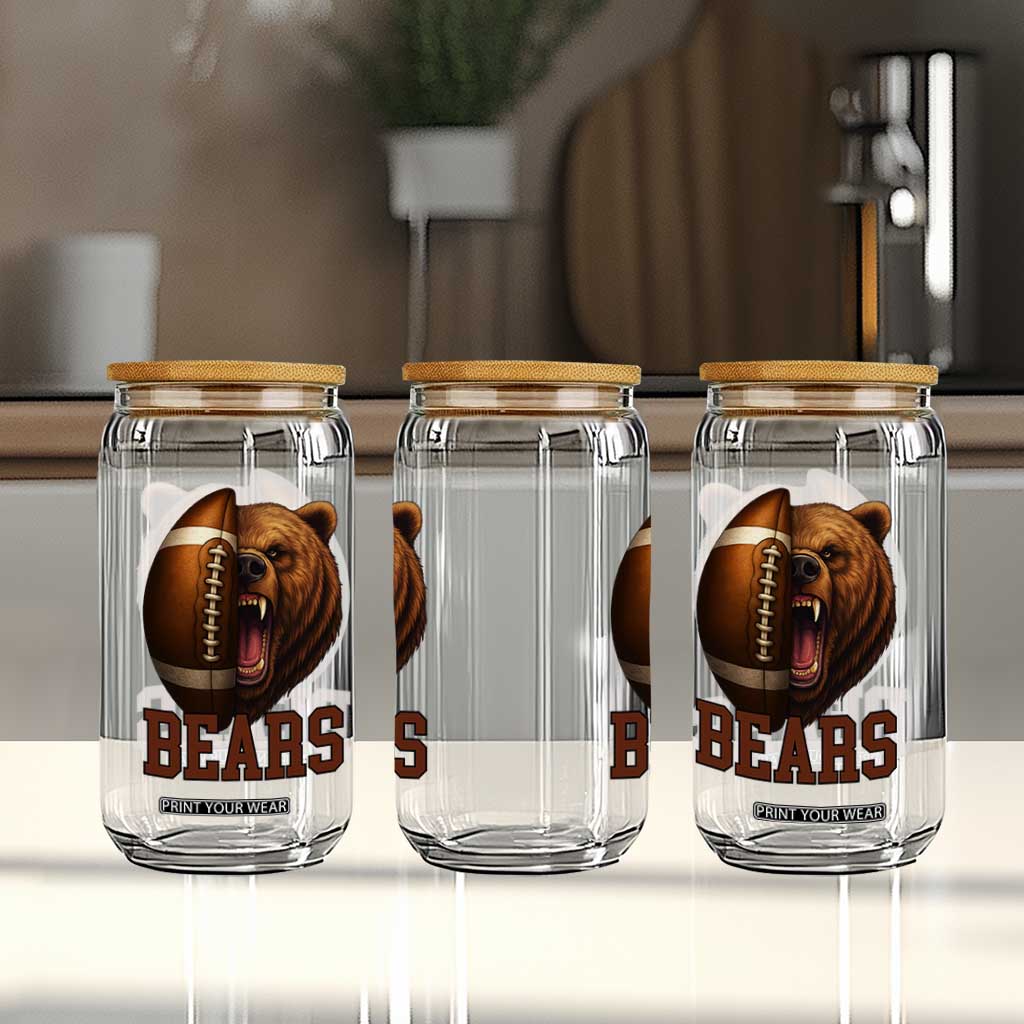 Fear The Bear Football Glass Can Game Day Sports Fan Gift TS12 Print Your Wear