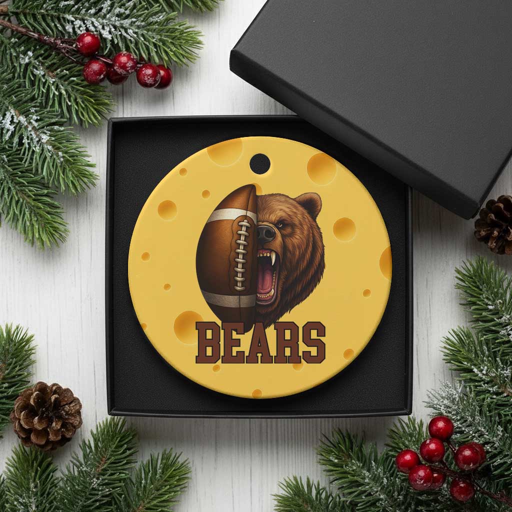 Fear The Bear Football Ceramic Ornament Game Day Sports Fan Gift TS12 1pc Yellow Cheese Print Your Wear