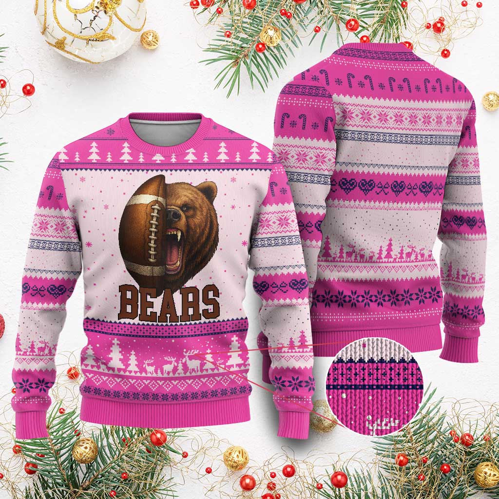 Fear The Bear Football Ugly Christmas Sweater Game Day Sports Fan Gift TS12 Hot Pink Print Your Wear
