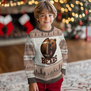 Fear The Bear Football Ugly Christmas Sweater Game Day Sports Fan Gift TS12 Mocha Mousse Print Your Wear