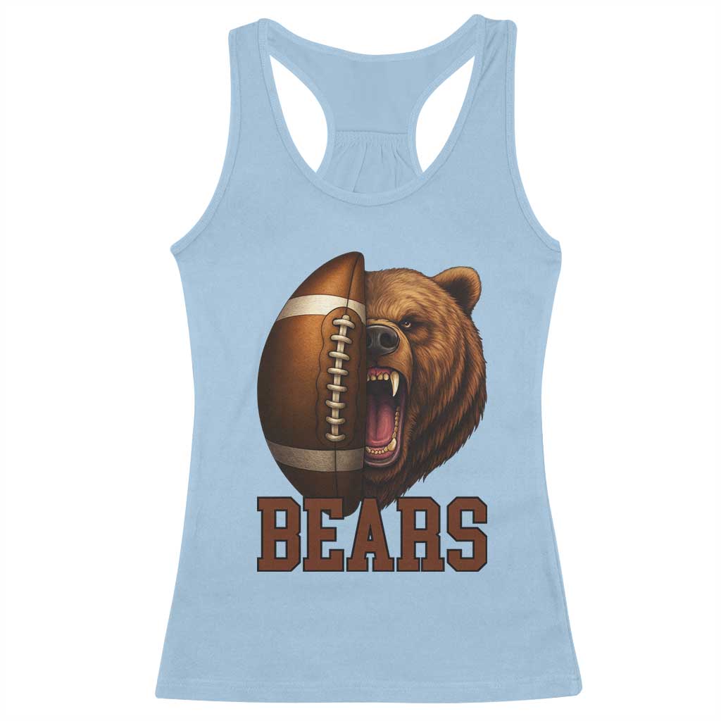 Fear The Bear Football Racerback Tank Top Game Day Sports Fan Gift TS12 Light Blue Print Your Wear