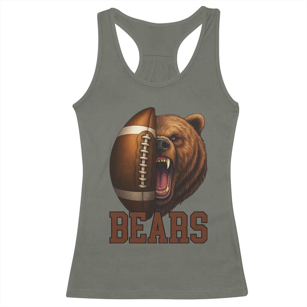 Fear The Bear Football Racerback Tank Top Game Day Sports Fan Gift TS12 Military Green Print Your Wear