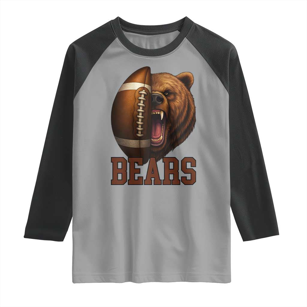 Fear The Bear Football Raglan Shirt Game Day Sports Fan Gift TS12 Sport Gray Black Print Your Wear