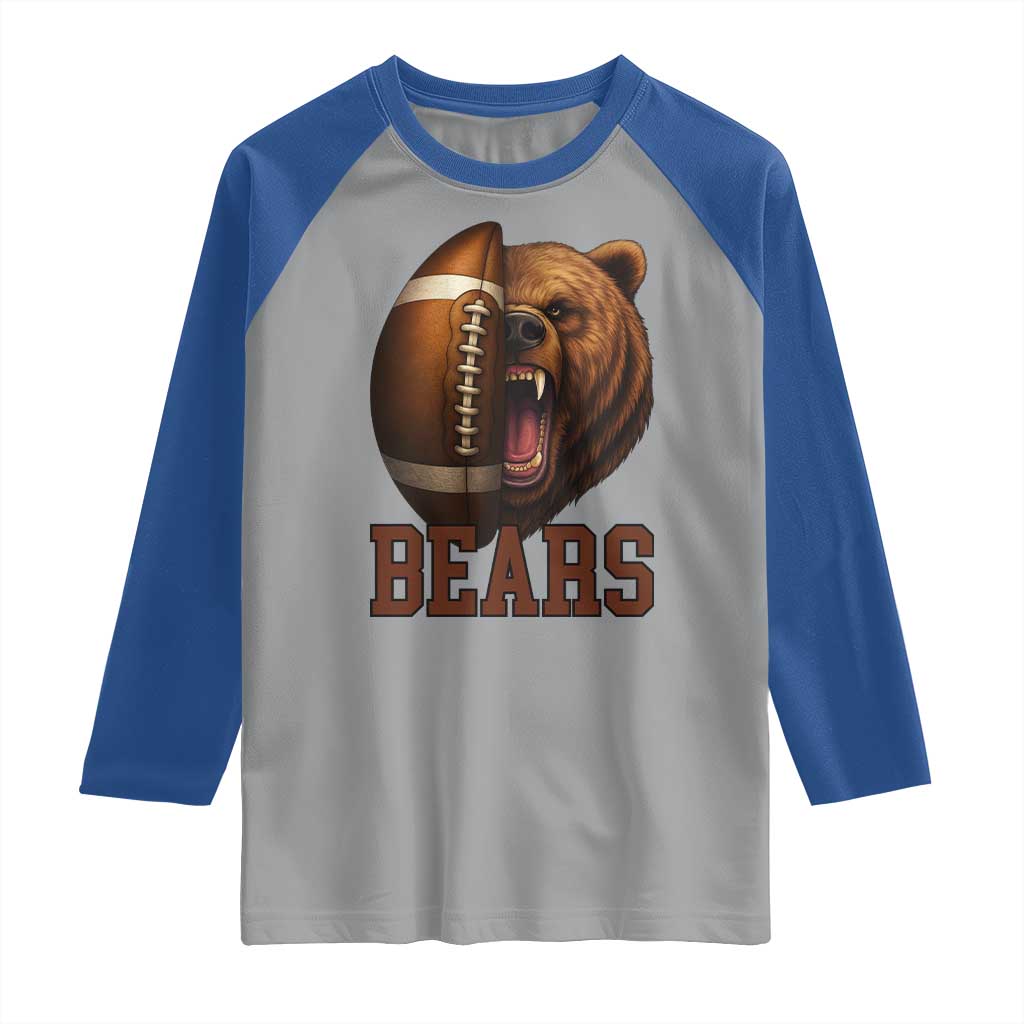 Fear The Bear Football Raglan Shirt Game Day Sports Fan Gift TS12 Sport Gray Royal Print Your Wear