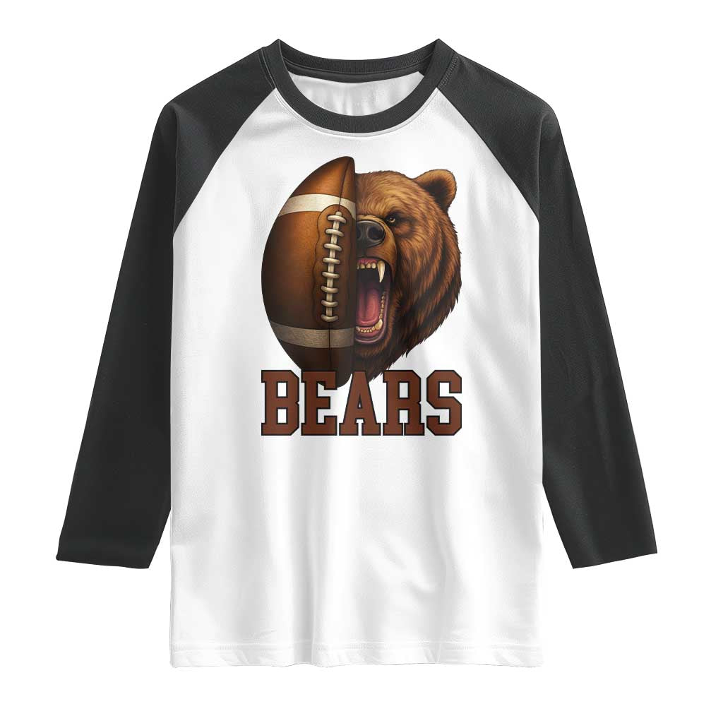 Fear The Bear Football Raglan Shirt Game Day Sports Fan Gift TS12 White Black Print Your Wear