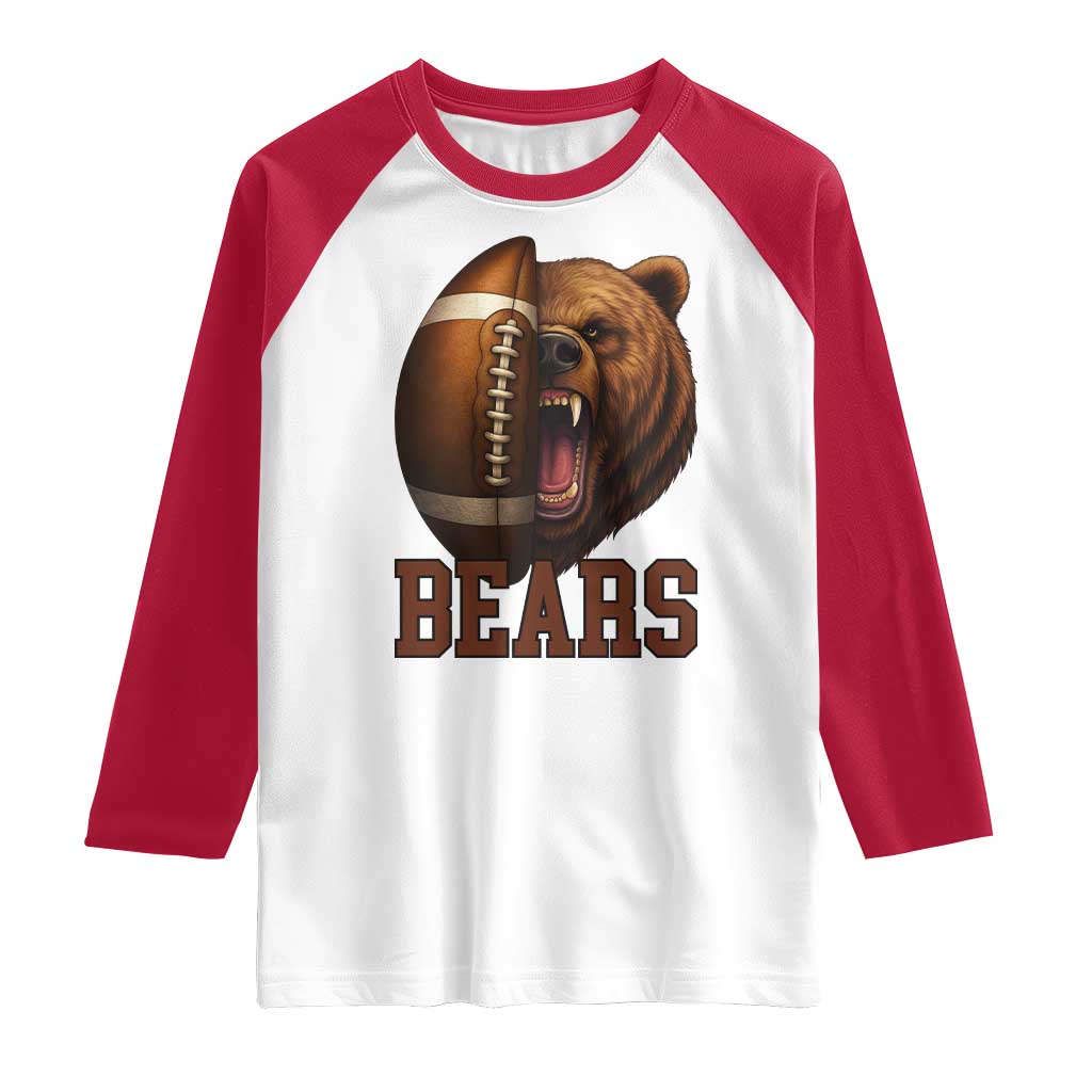 Fear The Bear Football Raglan Shirt Game Day Sports Fan Gift TS12 White Red Print Your Wear