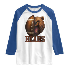 Fear The Bear Football Raglan Shirt Game Day Sports Fan Gift TS12 White Royal Print Your Wear