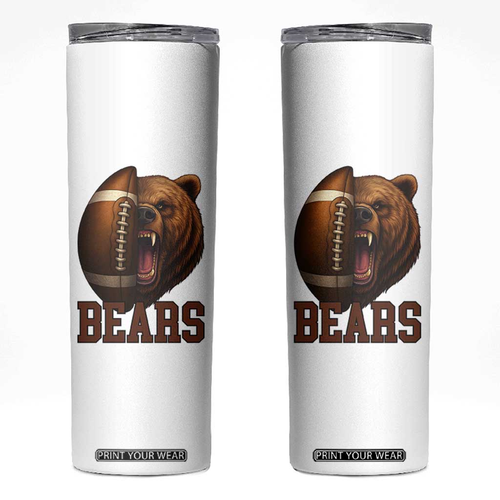 Fear The Bear Football Skinny Tumbler Game Day Sports Fan Gift TS12 White Print Your Wear