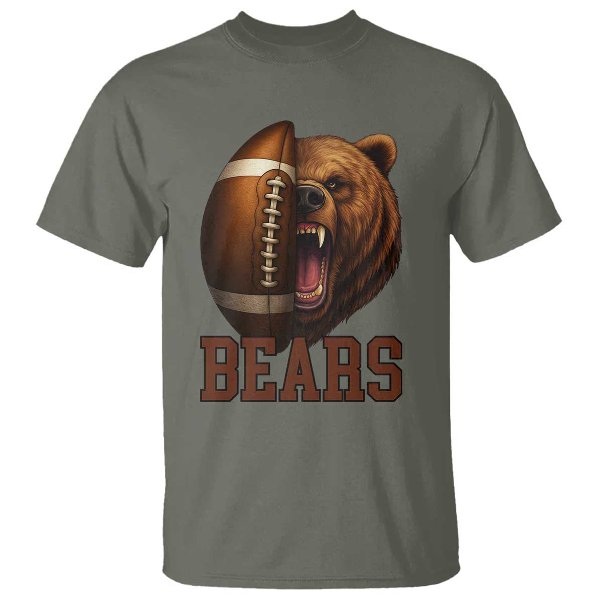 Fear The Bear Football T Shirt Game Day Sports Fan Gift TS12 Military Green Print Your Wear
