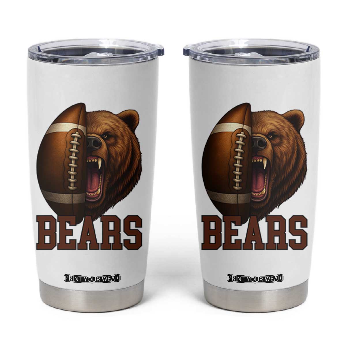 Fear The Bear Football Tumbler Cup Game Day Sports Fan Gift TS12 White Print Your Wear