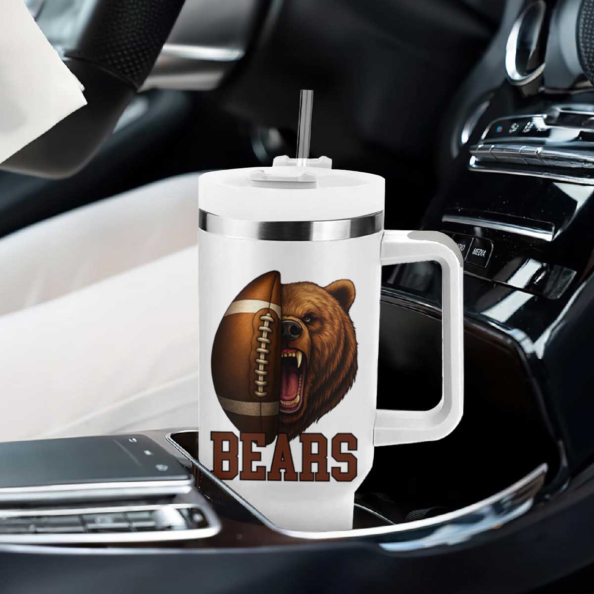 Fear The Bear Football Tumbler With Handle Game Day Sports Fan Gift TS12 Print Your Wear