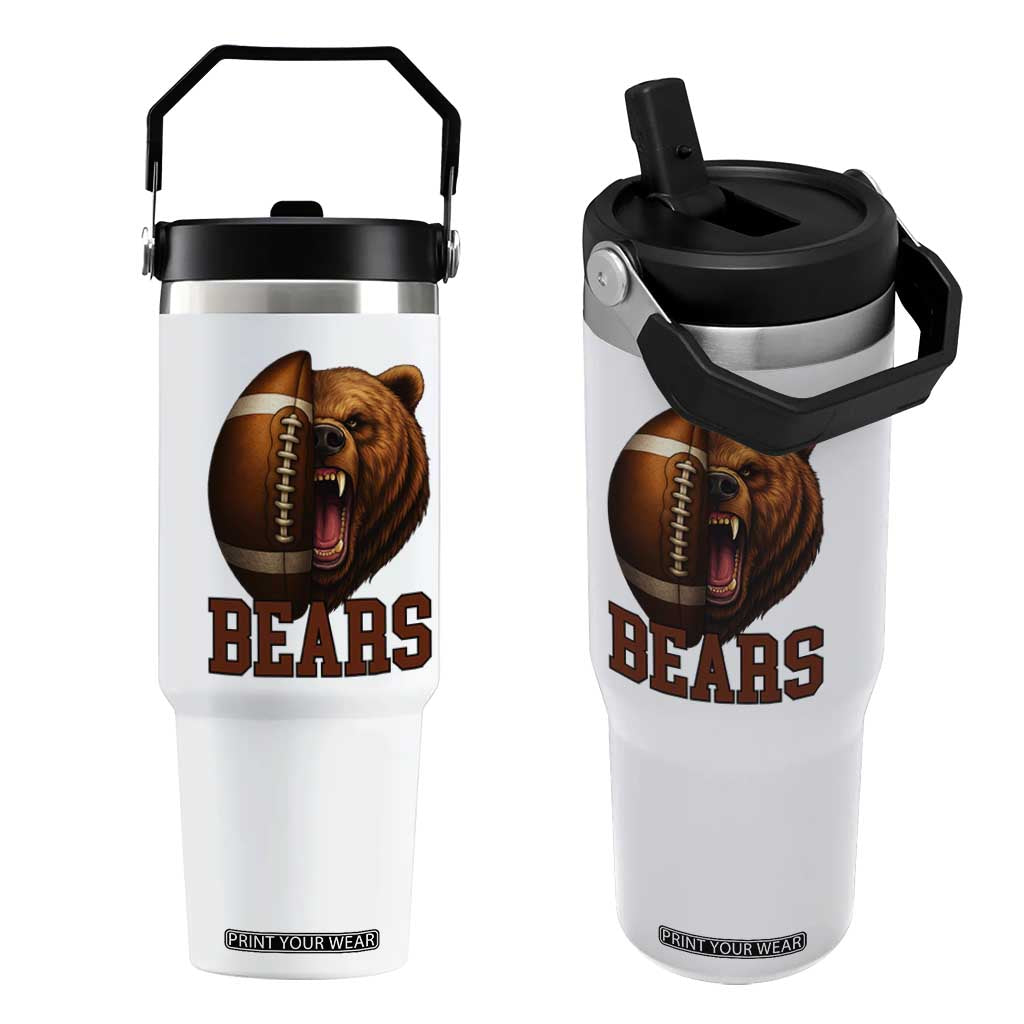 Fear The Bear Football Flip Straw Tumbler Game Day Sports Fan Gift TS12 One Size: 30 oz White Print Your Wear