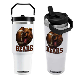 Fear The Bear Football Flip Straw Tumbler Game Day Sports Fan Gift TS12 One Size: 30 oz White Print Your Wear