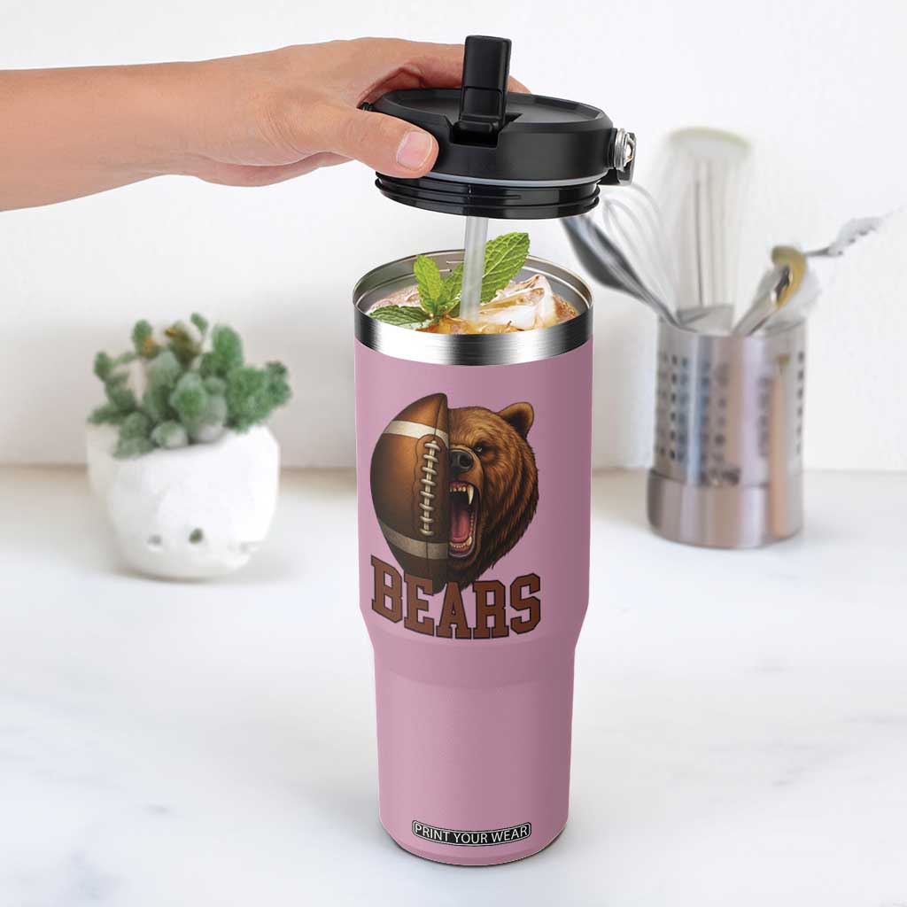 Fear The Bear Football Flip Straw Tumbler Game Day Sports Fan Gift TS12 One Size: 30 oz Light Pink Print Your Wear