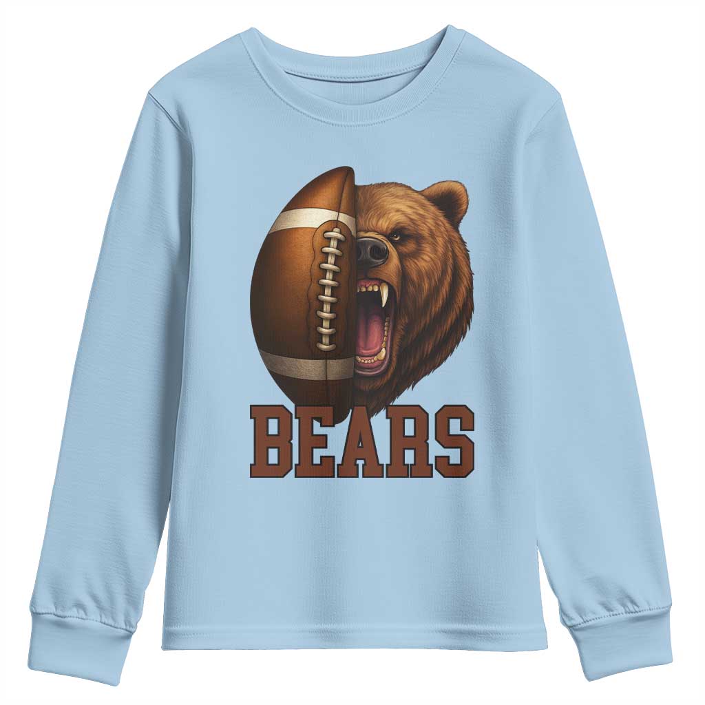 Fear The Bear Football Youth Sweatshirt Game Day Sports Fan Gift TS12 Light Blue Print Your Wear