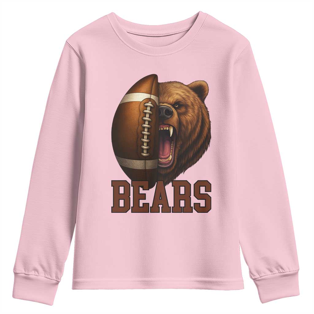 Fear The Bear Football Youth Sweatshirt Game Day Sports Fan Gift TS12 Light Pink Print Your Wear