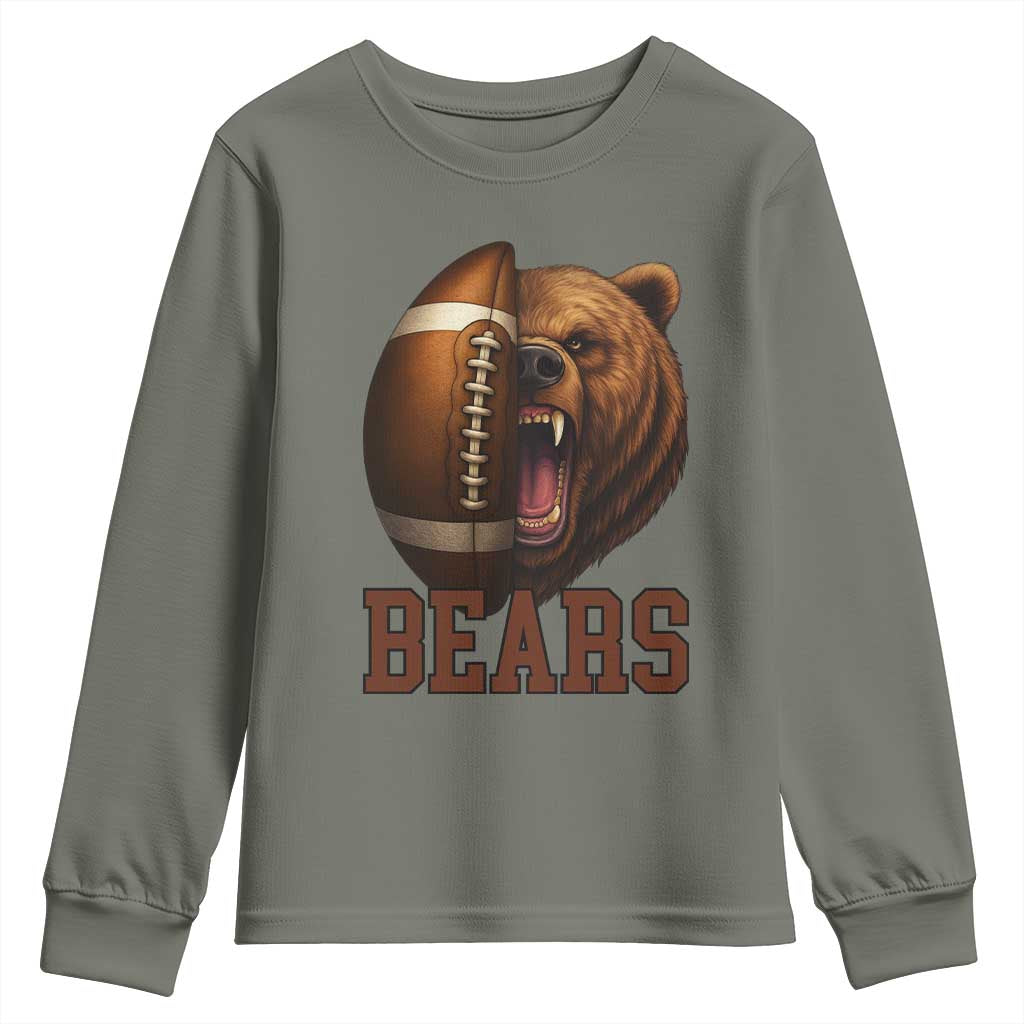 Fear The Bear Football Youth Sweatshirt Game Day Sports Fan Gift TS12 Military Green Print Your Wear