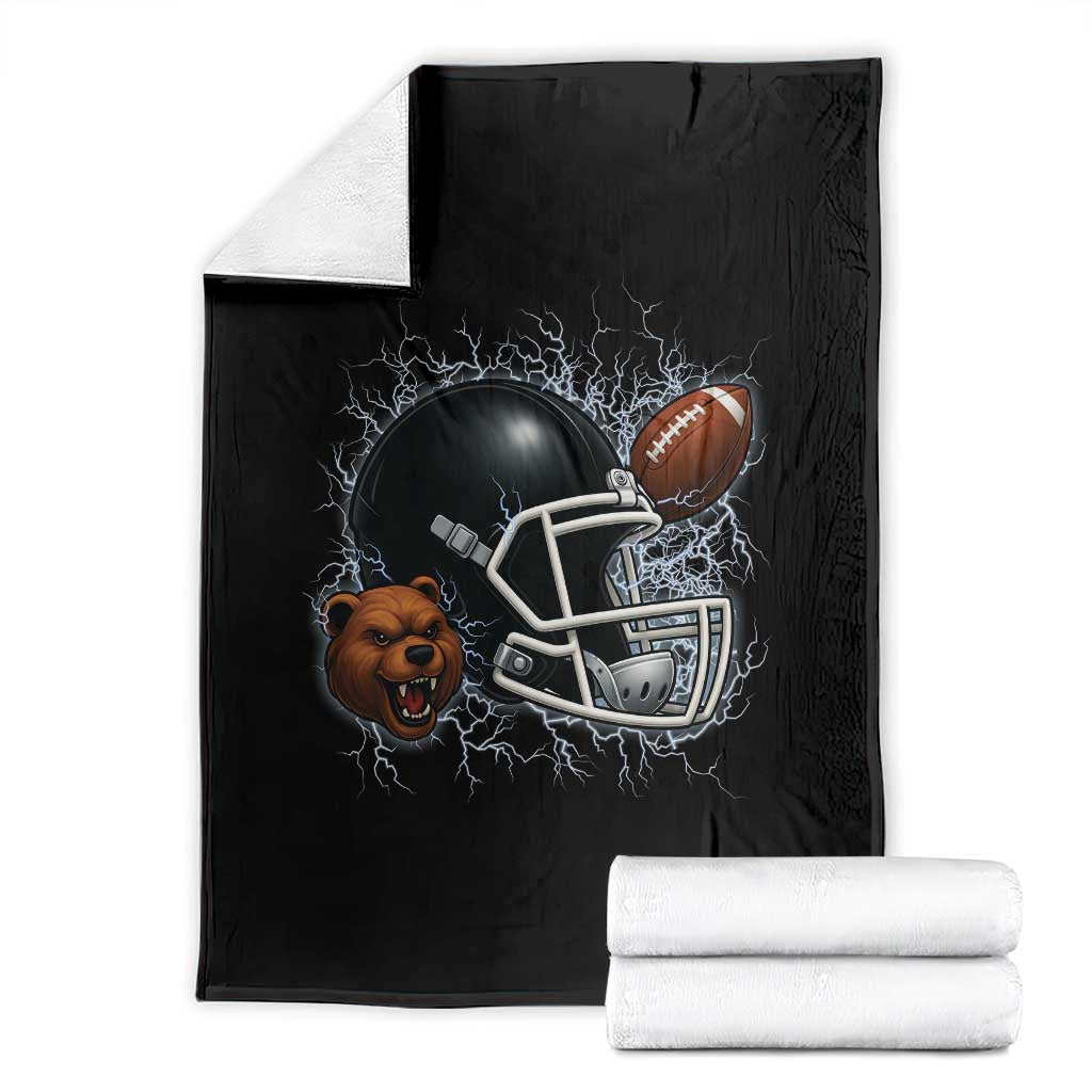 Game Day Sports Fan Gift Throw Blanket Lightning Bear Helmet TS12 Black Print Your Wear