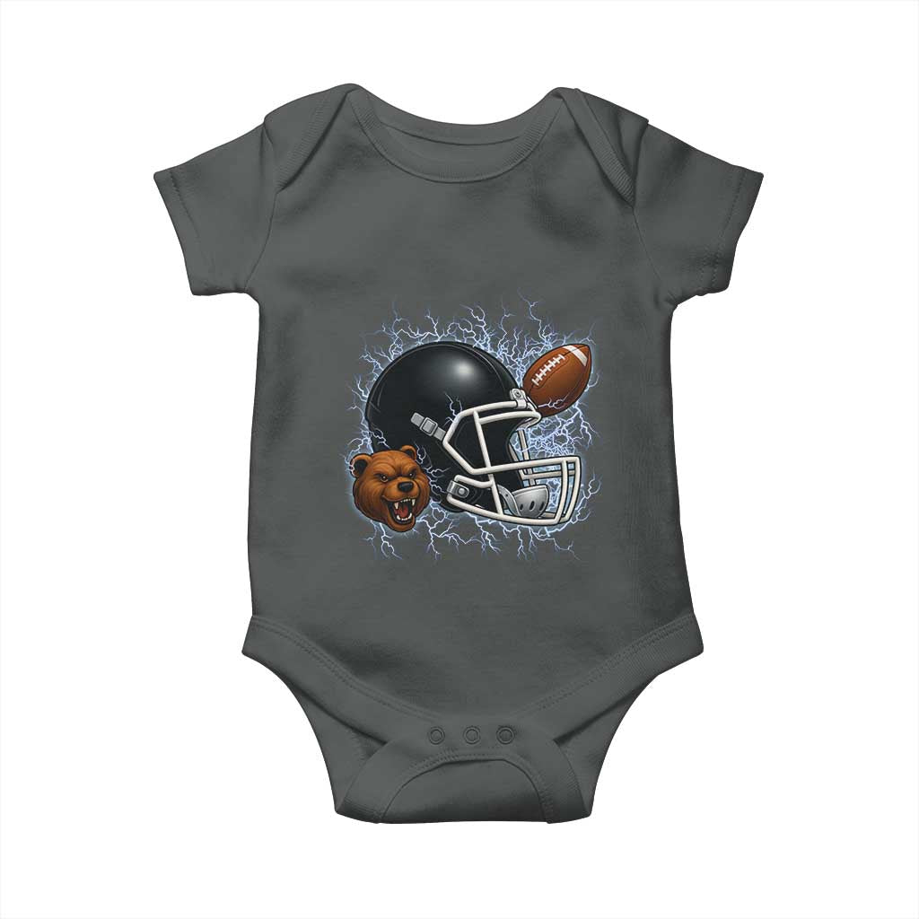 Game Day Sports Fan Gift Baby Onesie Lightning Bear Helmet TS12 Dark Heather Print Your Wear
