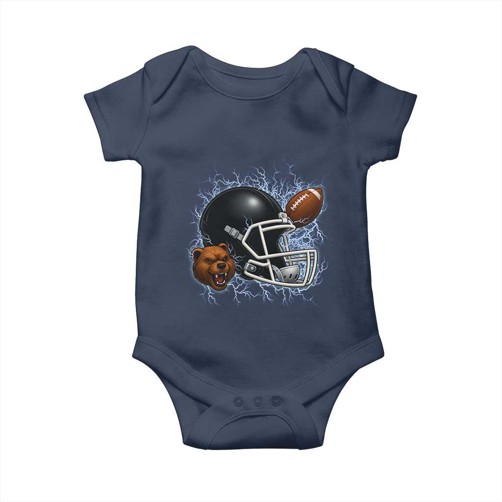 Game Day Sports Fan Gift Baby Onesie Lightning Bear Helmet TS12 Navy Print Your Wear