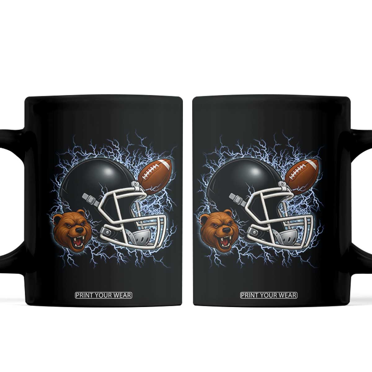 Game Day Sports Fan Gift Coffee Mug Lightning Bear Helmet TS12 Black Print Your Wear