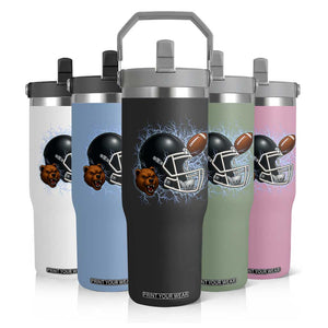 Game Day Sports Fan Gift Flip Straw Tumbler Lightning Bear Helmet TS12 Print Your Wear