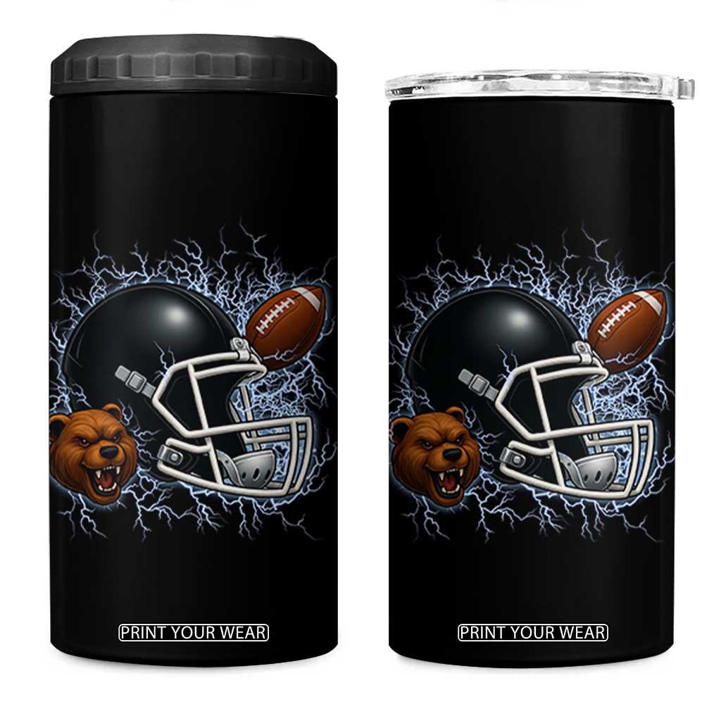 Game Day Sports Fan Gift 4 in 1 Can Cooler Tumbler Lightning Bear Helmet TS12 One Size: 16 oz Black Print Your Wear