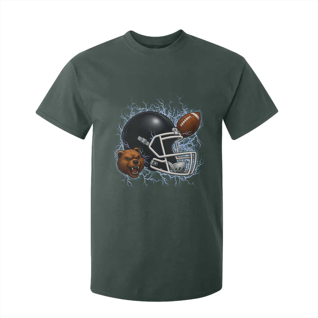 Game Day Sports Fan Gift T Shirt For Kid Lightning Bear Helmet TS12 Dark Forest Green Print Your Wear
