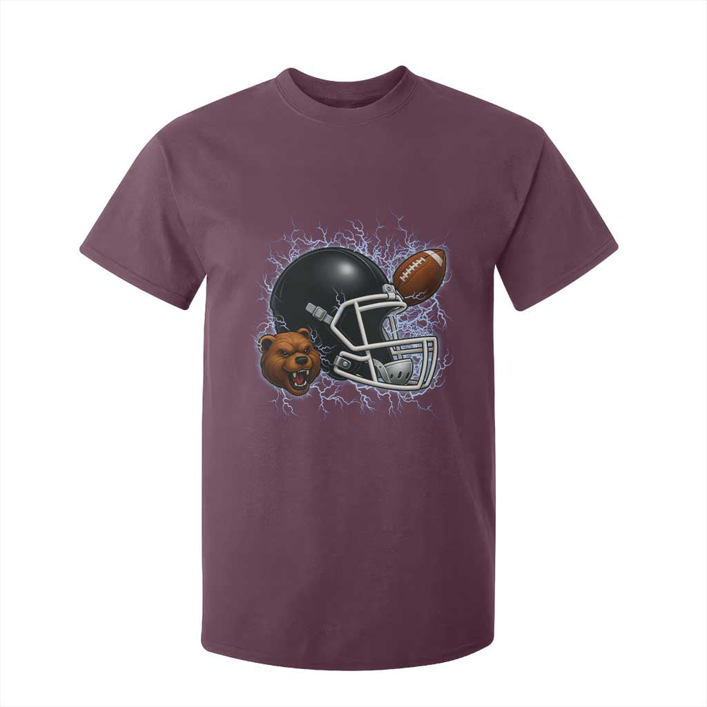 Game Day Sports Fan Gift T Shirt For Kid Lightning Bear Helmet TS12 Maroon Print Your Wear
