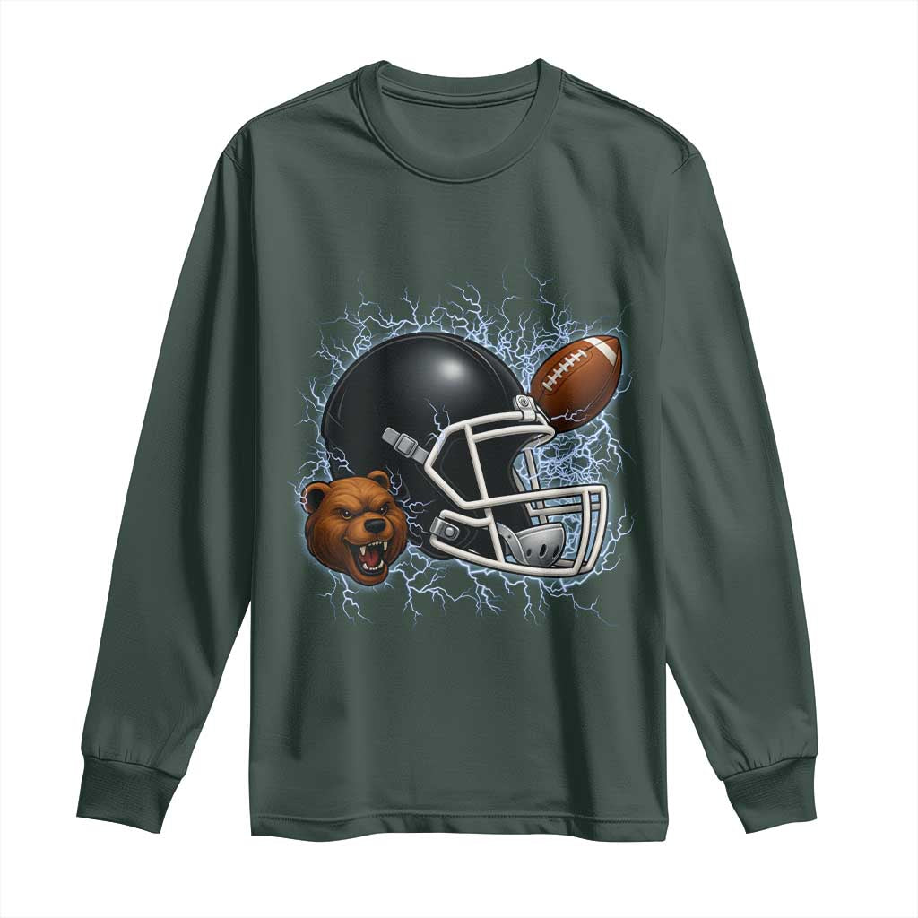 Game Day Sports Fan Gift Long Sleeve Shirt Lightning Bear Helmet TS12 Dark Forest Green Print Your Wear