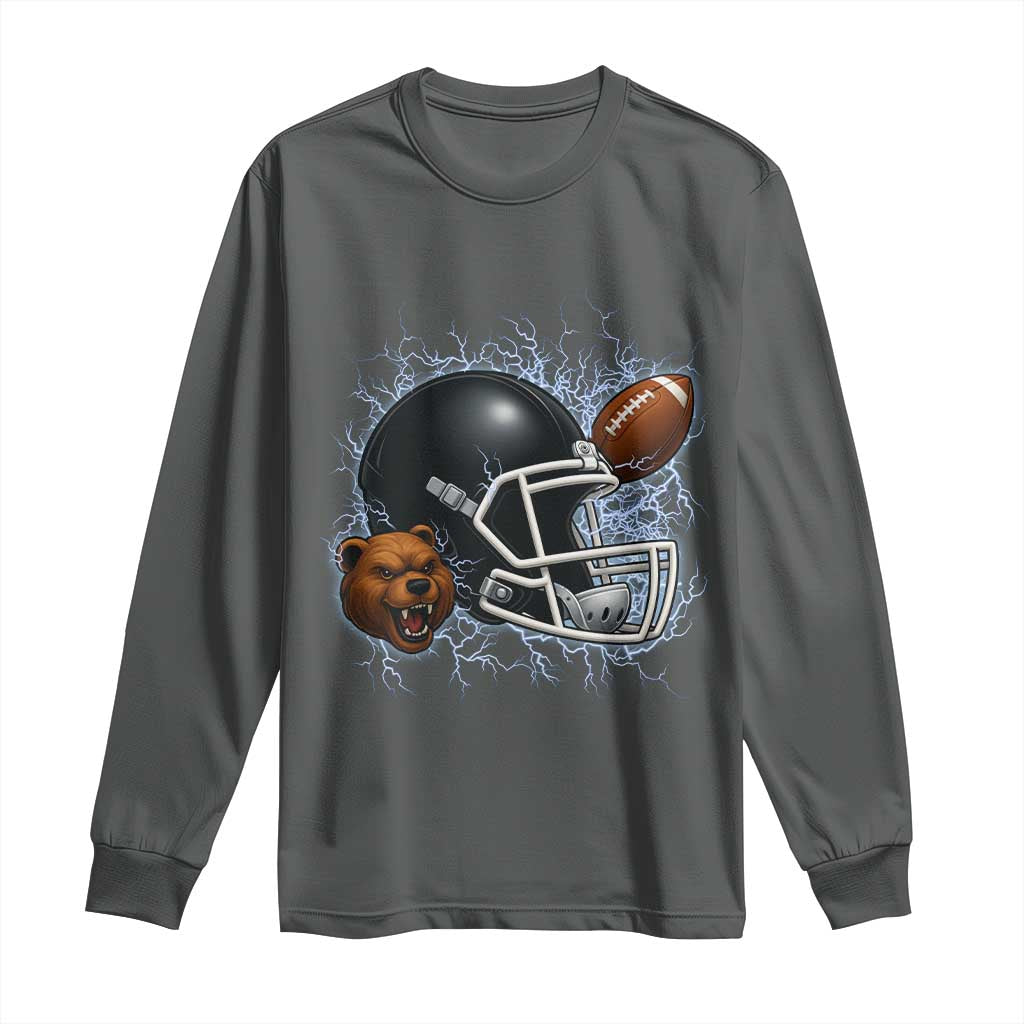 Game Day Sports Fan Gift Long Sleeve Shirt Lightning Bear Helmet TS12 Dark Heather Print Your Wear