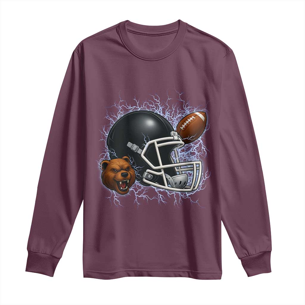 Game Day Sports Fan Gift Long Sleeve Shirt Lightning Bear Helmet TS12 Maroon Print Your Wear