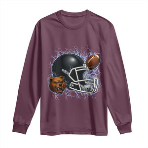 Game Day Sports Fan Gift Long Sleeve Shirt Lightning Bear Helmet TS12 Maroon Print Your Wear