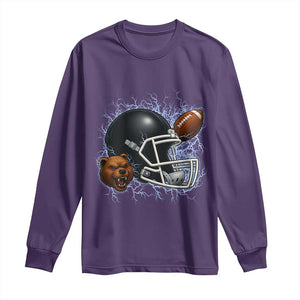 Game Day Sports Fan Gift Long Sleeve Shirt Lightning Bear Helmet TS12 Purple Print Your Wear