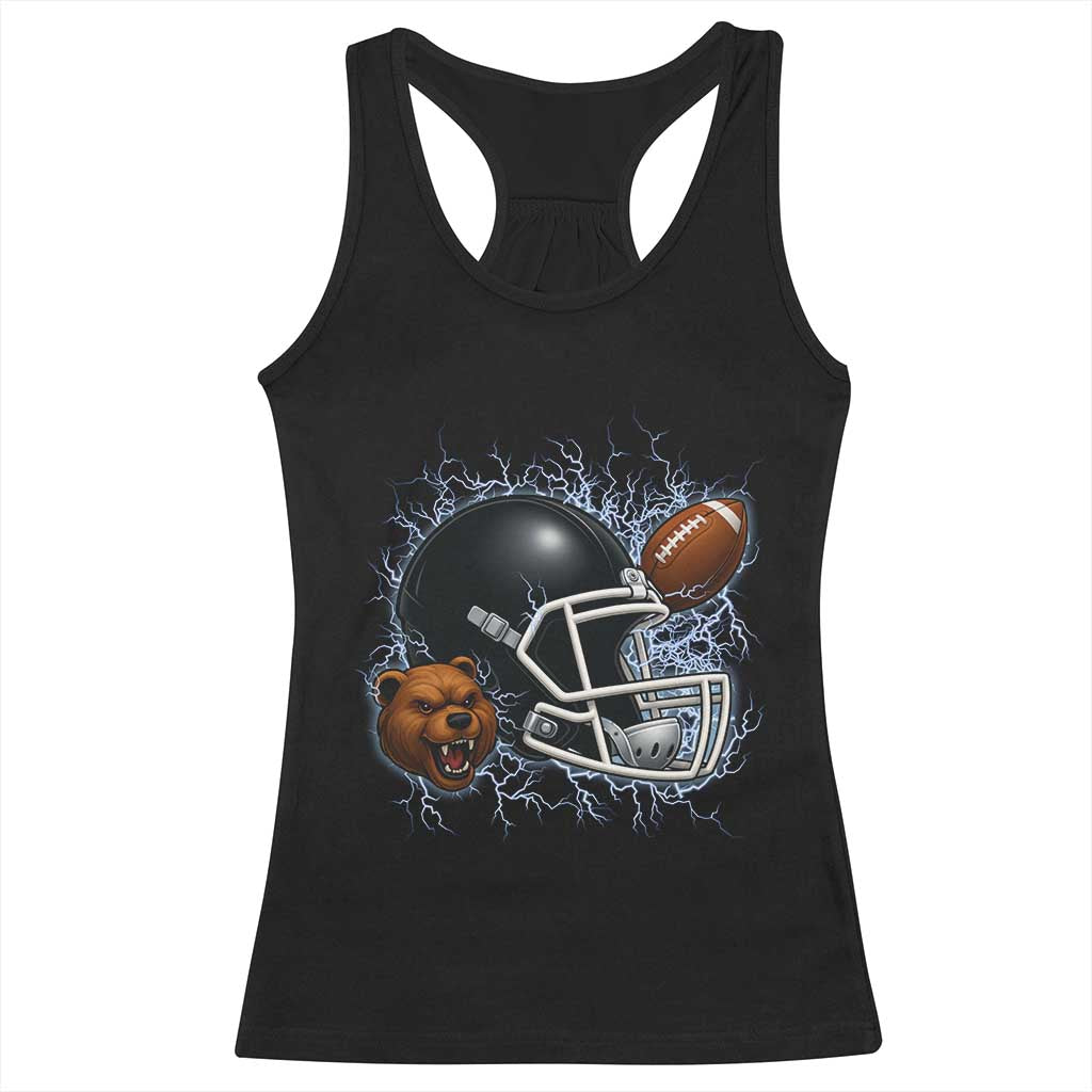 Game Day Sports Fan Gift Racerback Tank Top Lightning Bear Helmet TS12 Black Print Your Wear