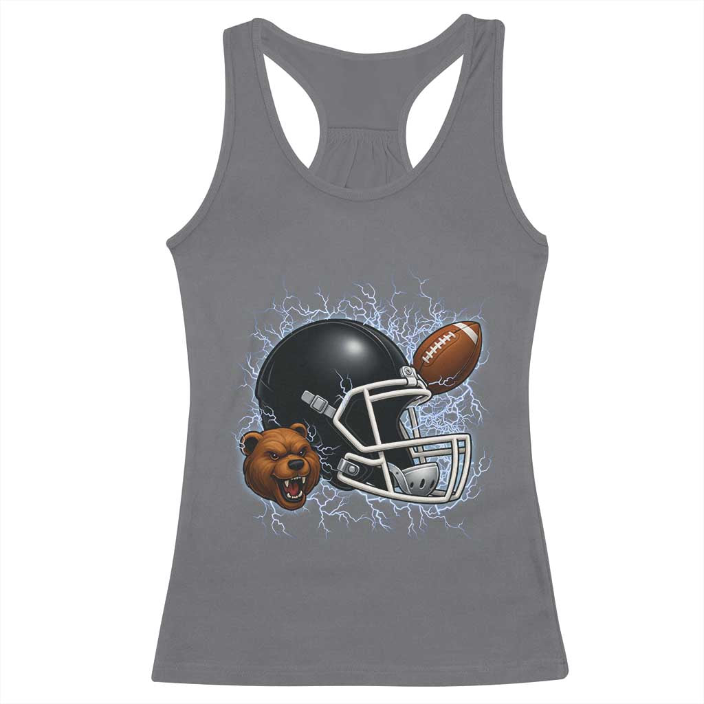 Game Day Sports Fan Gift Racerback Tank Top Lightning Bear Helmet TS12 Charcoal Print Your Wear